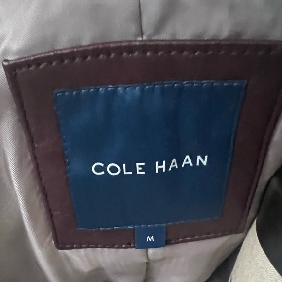 New Cole Haan Women's Leather Jacket in Burgundy - Picture 5 of 10